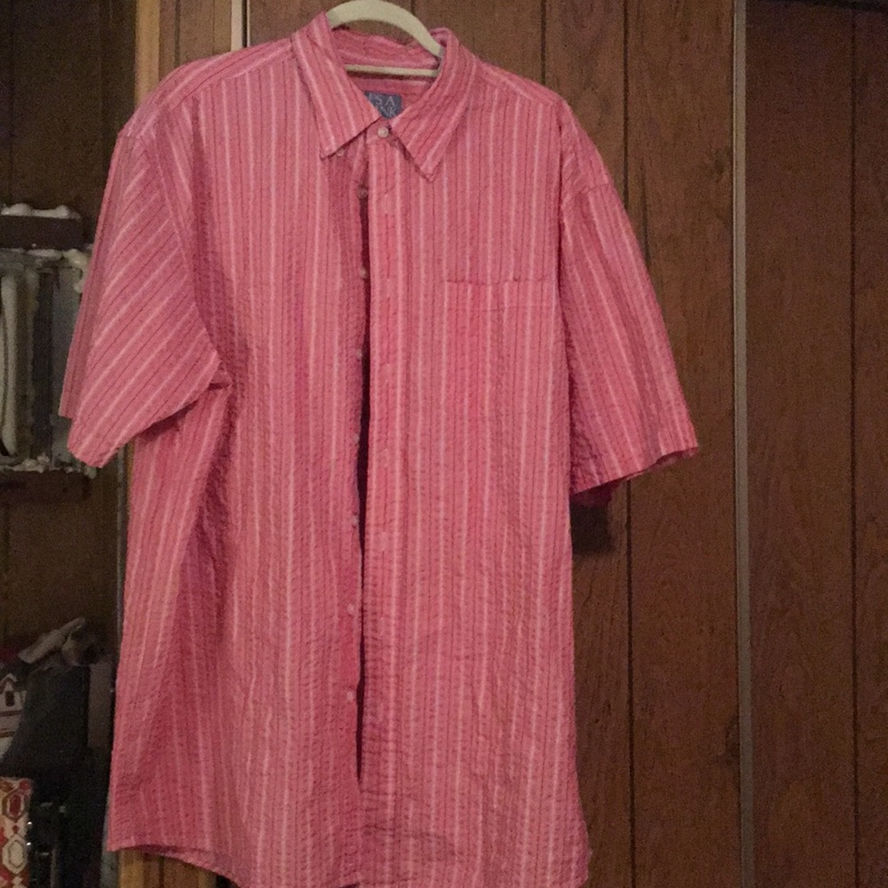 Men’s short sleeve bl/wh Seersucker stay cool XL